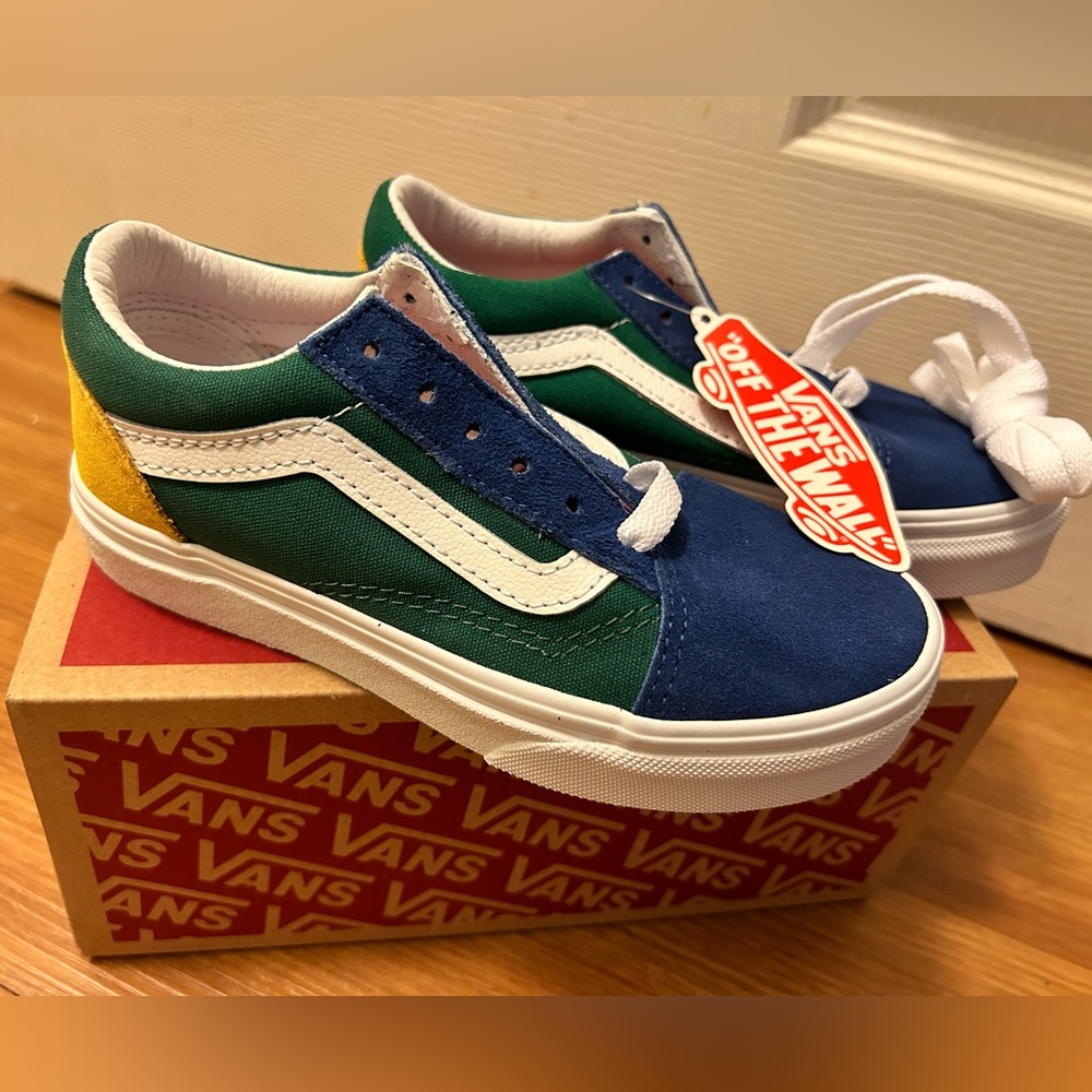 Vans Yacht Club sneakers toddler boy sz 12.5 | blue, green, yellow | NWT and box